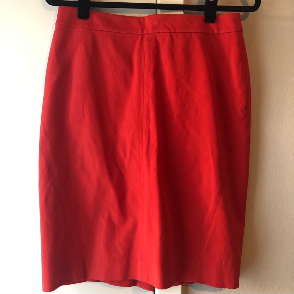 Red Bi-stretch, seamed Ann Taylor pencil skirt